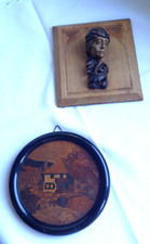 2 alte Holz-Wandbilder