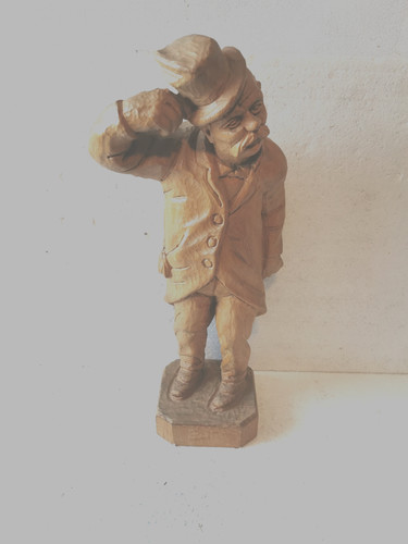Holzfigur vagabund mit - holzfigur,