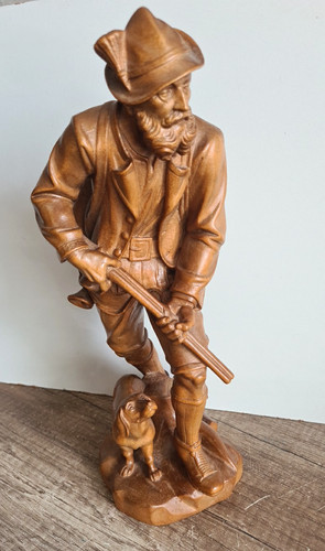 Vintage holzfigur jäger mit - vintage,