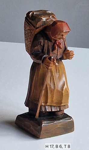 Vintage holzfigur bäuerin mit - holzfigur,